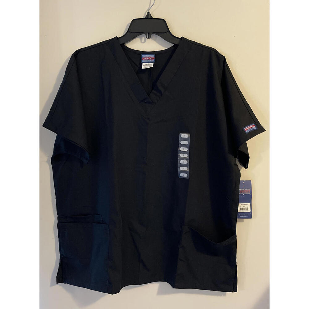 Cherokee Large Black Short Sleeved Scrub Top NWT! M460